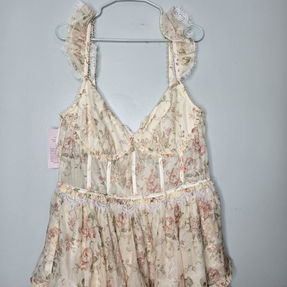 V. Chapman Floral Tiered Maxi Dress in Cream and Pink - Picture 12 of 16